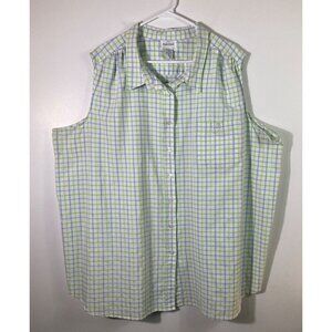 Womens Willow Lane Sleeveless Plaid Button‎ Top 34W